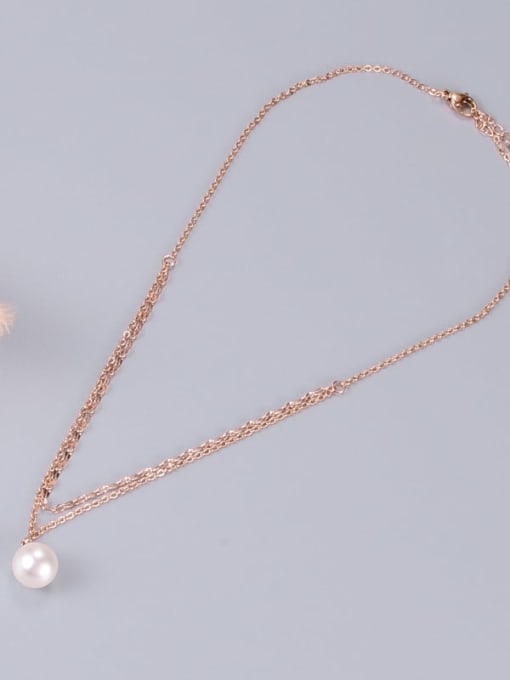 A TEEM Titanium Imitation Pearl White Round Trend Multi Strand Necklace 1