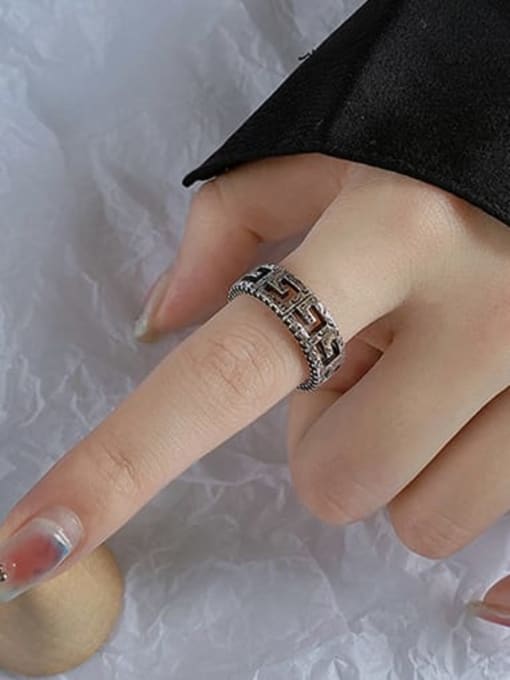KDP-Silver 925 Sterling Silver Geometric Vintage Band Ring 1