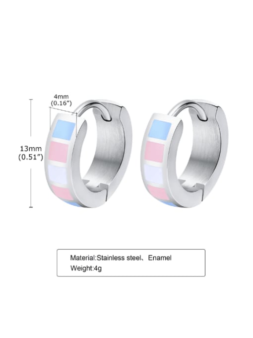 PE 017 pair Stainless steel Enamel Geometric Minimalist Huggie Earring