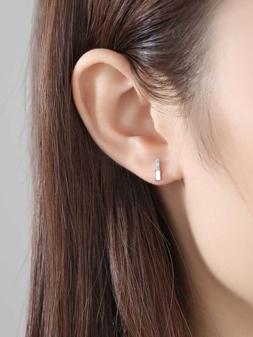CCUI 925 Sterling Silver Rhinestone White Geometric Minimalist Stud Earring 1