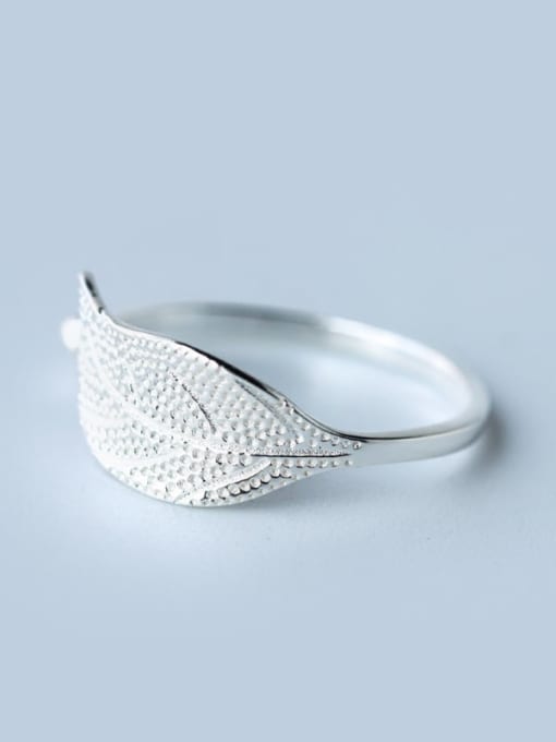 Rosh 925 Sterling Silver Leaf Minimalist Band Ring 2