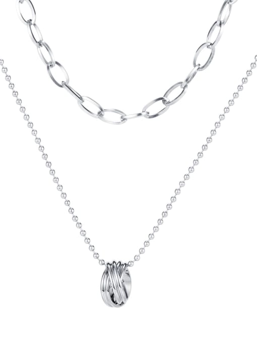 1698 Steel Necklace Titanium Irregular Minimalist Multi Strand Necklace