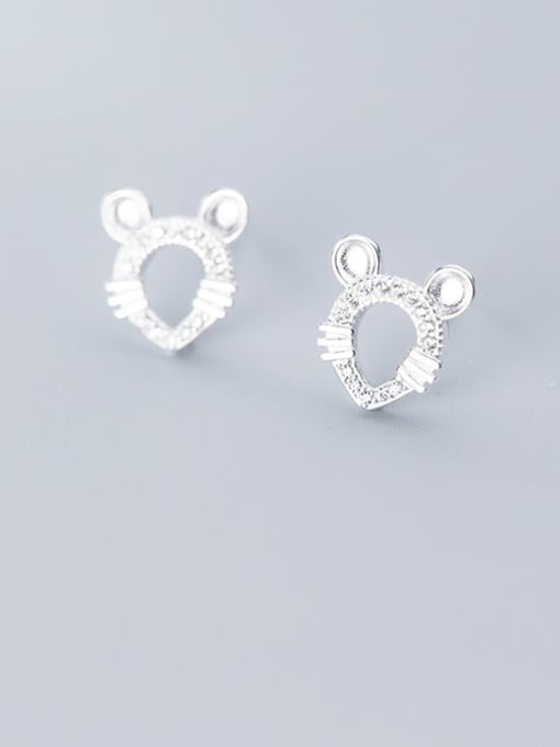 Rosh 925 Sterling Silver Minimalist Hollow Mouse  Stud Earring