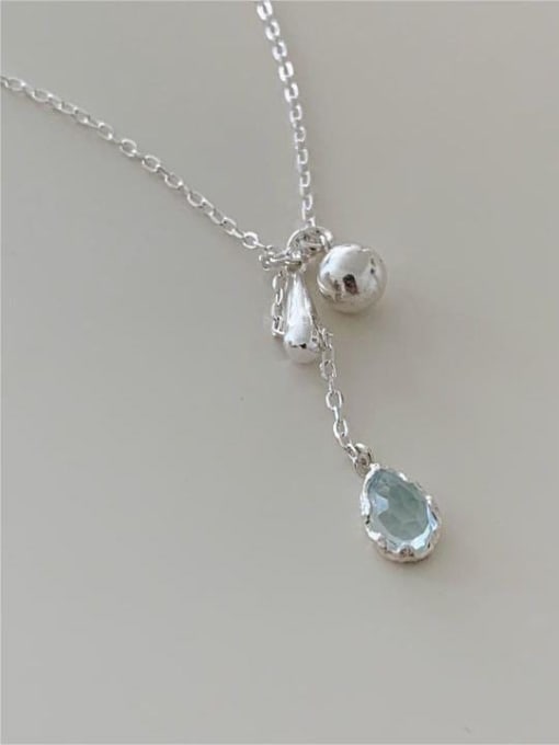 Boomer Cat 925 Sterling Silver Cubic Zirconia Water Drop Minimalist Necklace 0