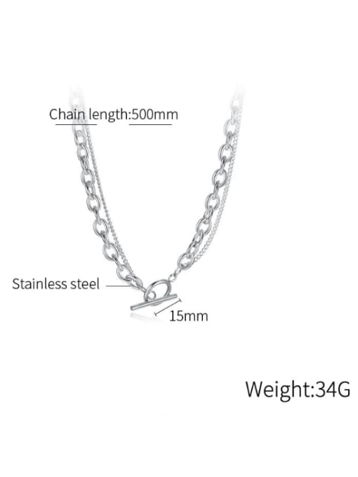 Open Sky Titanium Steel Geometric Hip Hop Multi Strand Hollow Chain Necklace 2