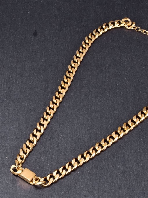 A TEEM Titanium Hollow  Geometric  Chain Vintage Necklace 1