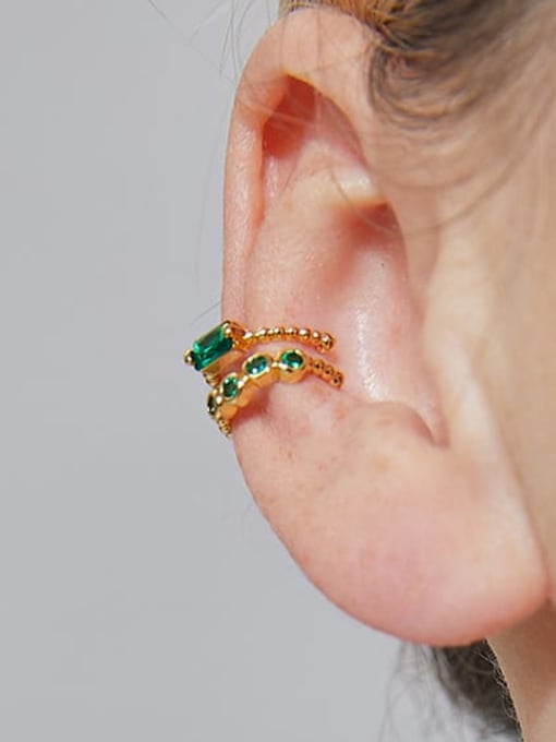 CHARME Brass Cubic Zirconia Geometric Minimalist Clip Earring 1