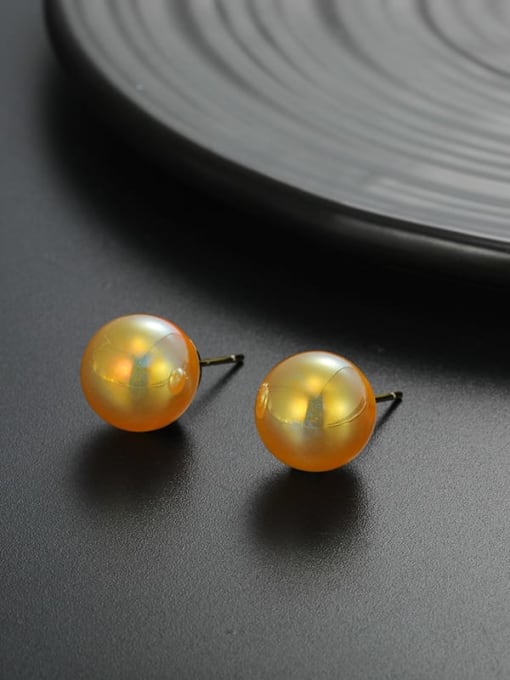 12mm yellow Zinc Alloy Imitation Pearl Round Minimalist Stud Earring