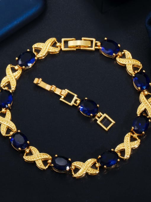 blue Copper Cubic Zirconia Geometric Luxury Bracelet