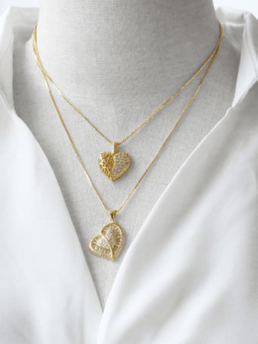 CC Brass Cubic Zirconia Heart Minimalist Necklace 0
