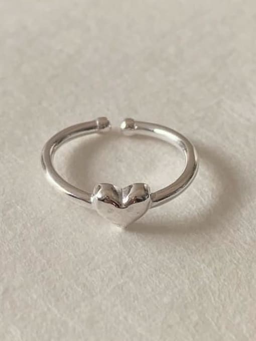 Boomer Cat 925 Sterling Silver Heart Minimalist Band Ring 0
