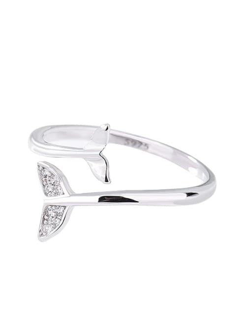 XBOX 925 Sterling Silver Cubic Zirconia Fish Minimalist Band Ring 3