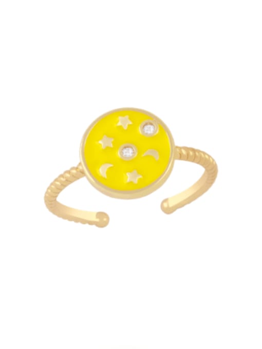 yellow Brass Enamel Star Vintage Band Ring