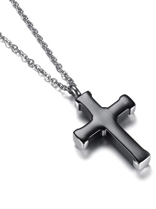 CONG Titanium Steel Cross Vintage  pendant  bead Chain  necklace 0