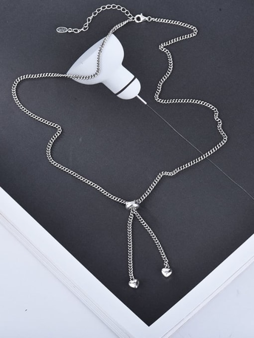 XBOX 925 Sterling Silver Heart Tassel Vintage Lariat Necklace 3