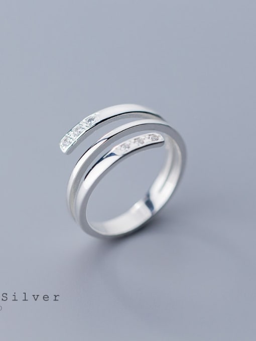 Rosh 925 Sterling Silver  Minimalist Three-layer line  Free Size Ring 0