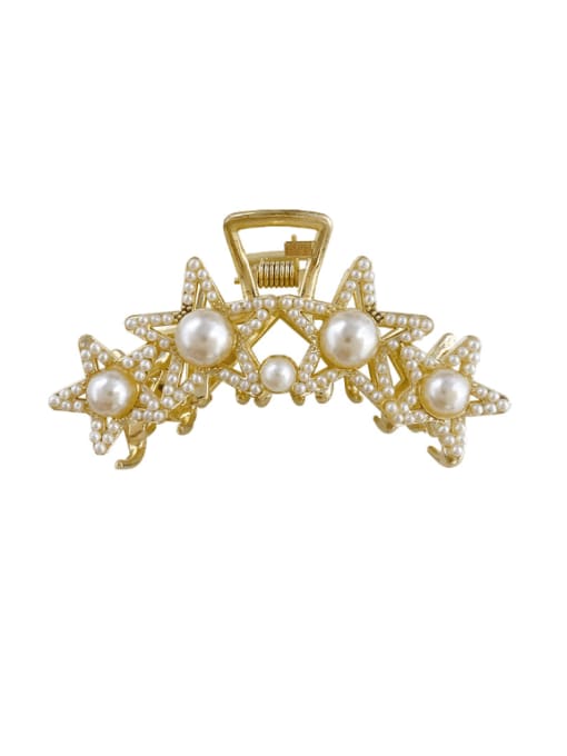 Chimera Alloy Imitation Pearl  Trend  Five-pointed star Jaw Hair Claw 2
