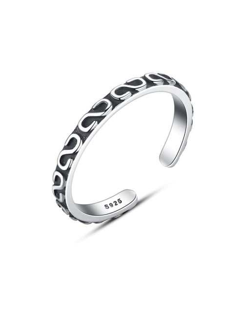 CCUI 925 Sterling Silver Irish Vintage s letter pattern blacking process Band Ring 0