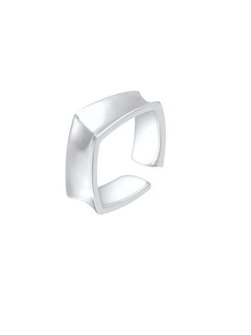 silver 925 Sterling Silver Irregular Smooth Square Minimalist Band Ring