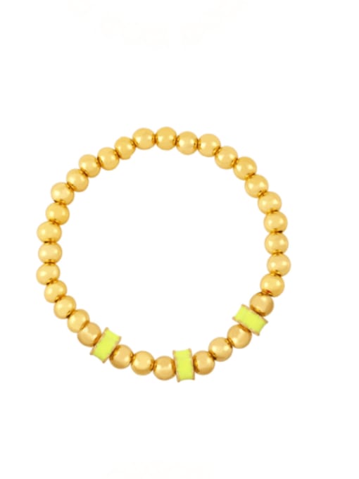 yellow Brass Enamel Geometric Minimalist Beaded Bracelet
