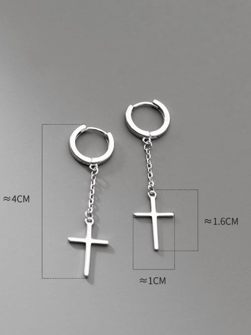 Rosh 925 Sterling Silver Cross Tassel Minimalist Threader Earring 2