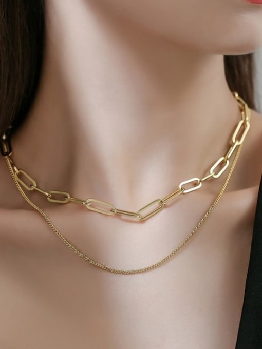 ROSS Brass Geometric Minimalist Multi Strand Necklace