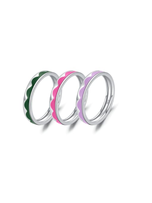 MODN 925 Sterling Silver Enamel Geometric Minimalist Band Ring