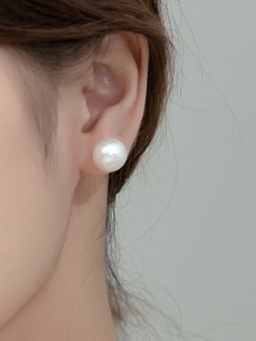 Rosh 925 Sterling Silver Imitation Pearl Round Minimalist Stud Earring 1