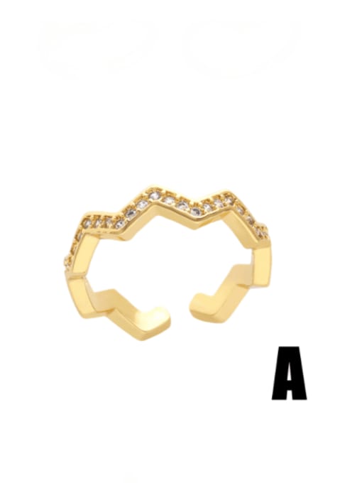 CC Brass Enamel Cubic Zirconia Geometric Hip Hop Band Ring 1