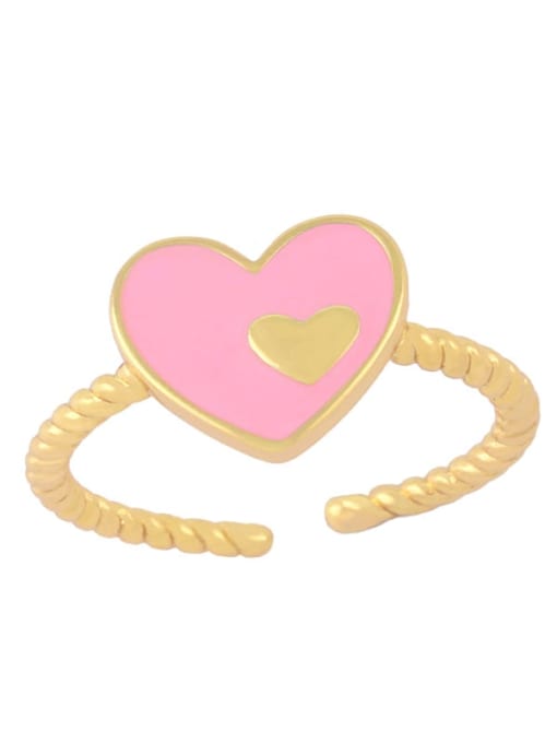 CC Brass Enamel Heart Minimalist Band Ring 1