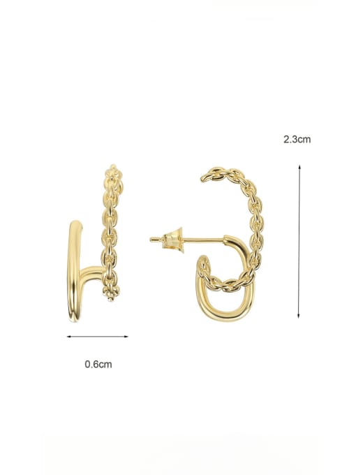 CHARME Brass Geometric Minimalist  Double Layer Earring 2