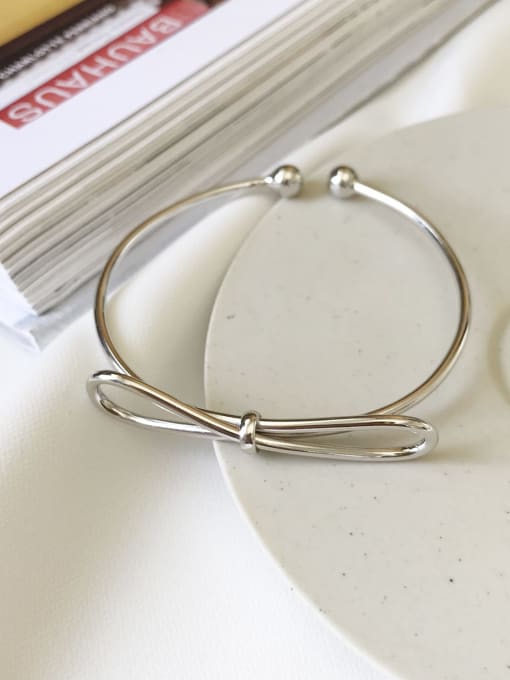 Boomer Cat 925 Sterling Silver Bowknot Trend Cuff Bangle 1