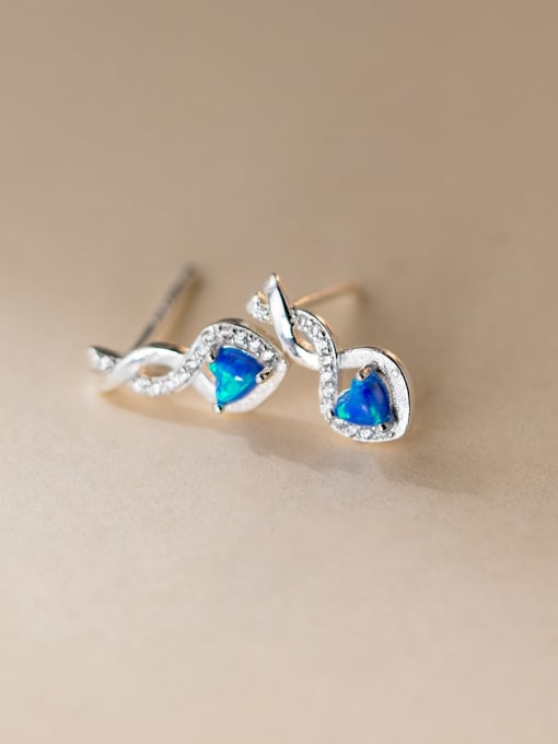 dark blue 925 Sterling Silver Cubic Zirconia Heart Cute Drop Earring