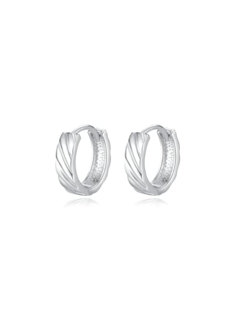 BRE 001 925 Sterling Silver Geometric Trend Huggie Earring