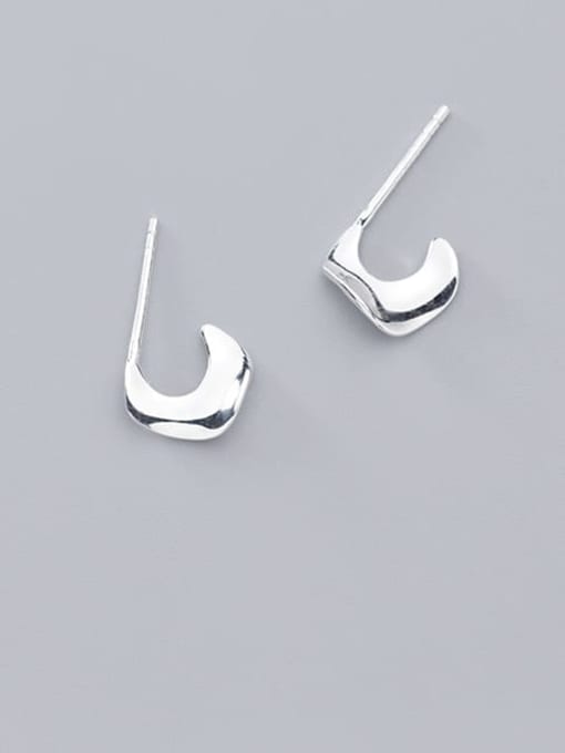 Rosh 925 Sterling Silver  Smooth Irregular Minimalist Stud Earring 2