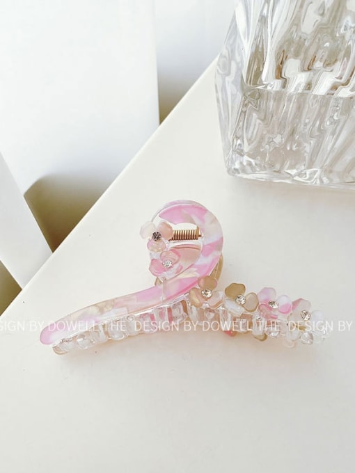 Pink ribbon Cellulose Acetate Trend Geometric Alloy Multi Color Jaw Hair Claw