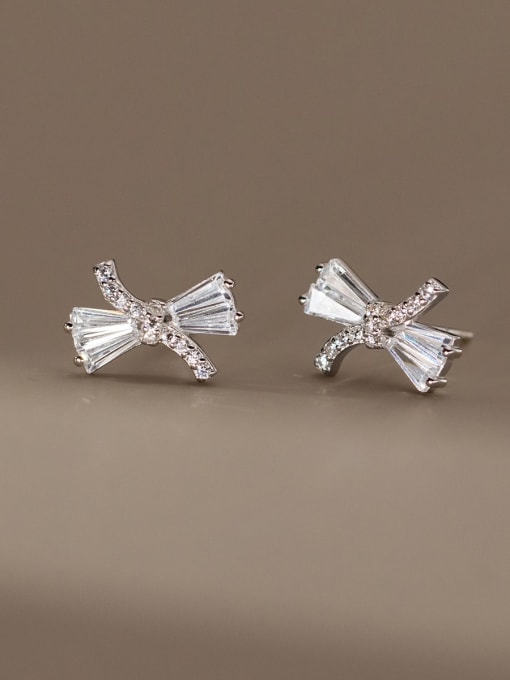 Silver 925 Sterling Silver Cubic Zirconia Butterfly Dainty Stud Earring