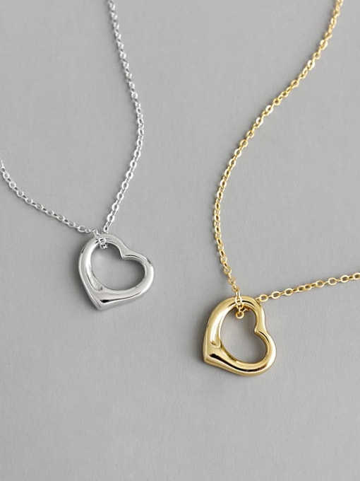 DAKA S925 Sterling Silver Fashion minimalist Heart Necklace 0