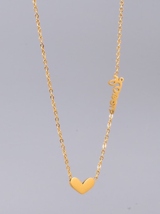 A TEEM Titanium Steel Letter Minimalist Heart Pendant Necklace 3