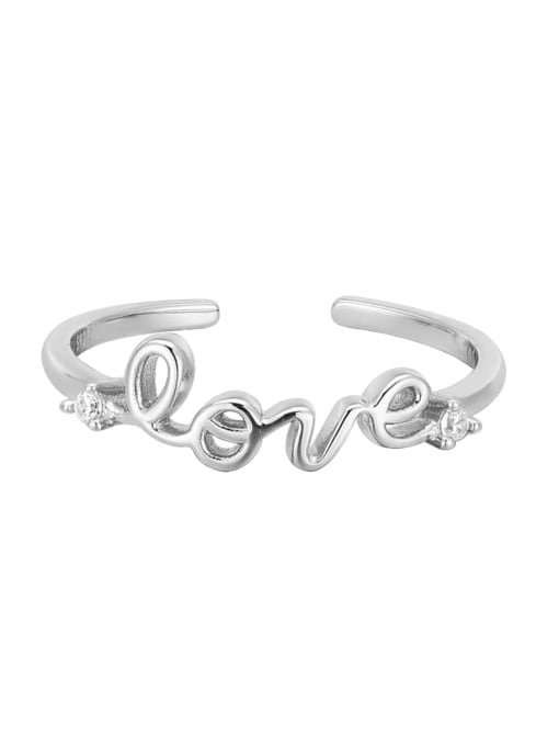 Platinum 925 Sterling Silver Letter Minimalist Band Ring