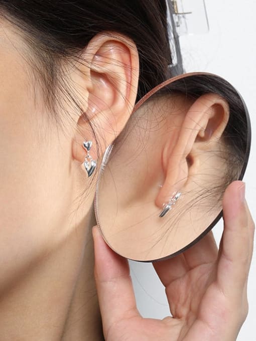 DAKA 925 Sterling Silver Smotth Heart Minimalist Stud Earring 2