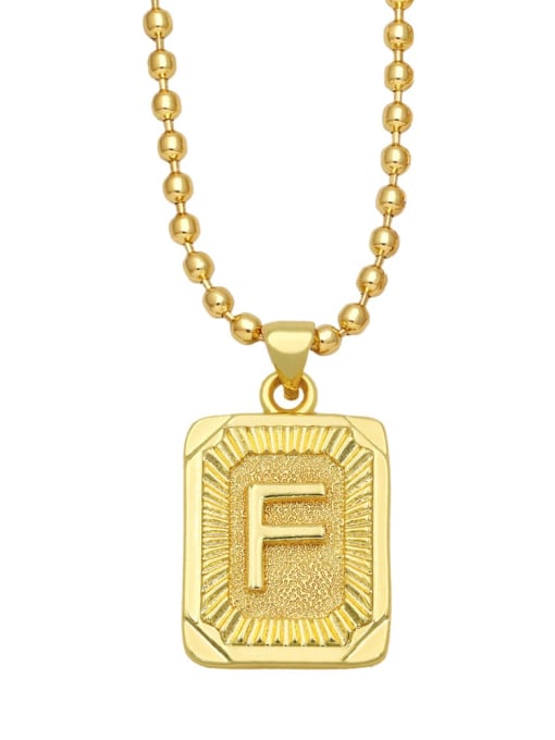 F Brass Letter Vintage Geometry Pendant Necklace
