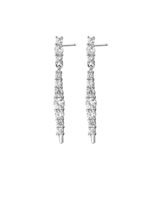 ES1614 【 Platinum 】 925 Sterling Silver Cubic Zirconia Geometric Dainty Drop Earring