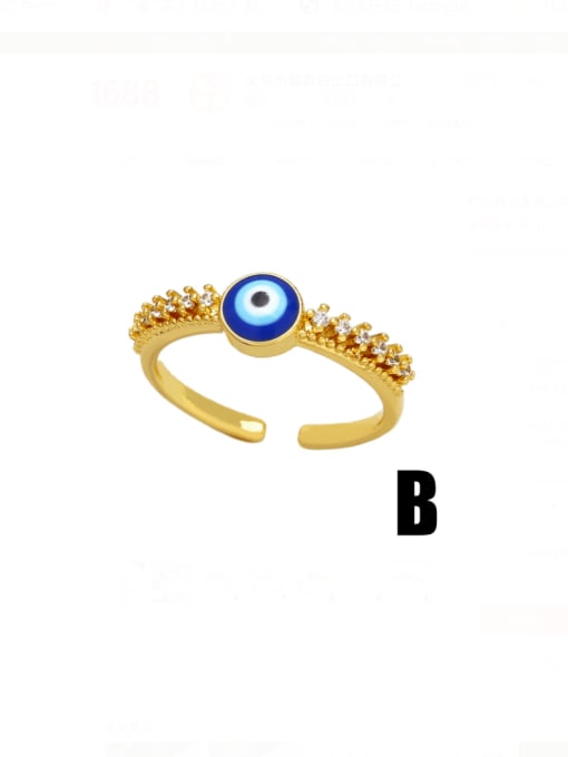 CC Brass Cubic Zirconia Evil Eye Vintage Band Ring 2