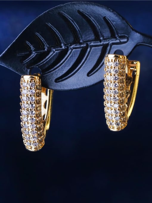 DUDU Brass Rhinestone Geometric Luxury Huggie Earring 2