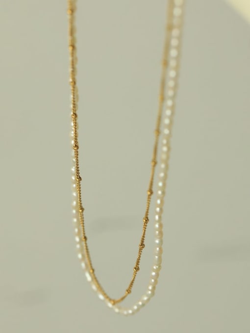 A TEEM Titanium Steel Imitation Pearl Heart Vintage Necklace 0