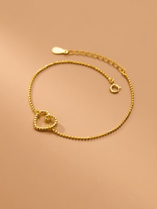 Rosh 925 Sterling Silver Heart Minimalist Beaded Bracelet