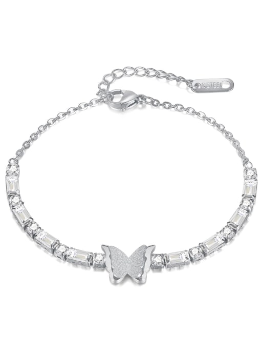 GS1304 Stainless steel Cubic Zirconia Butterfly Dainty Adjustable Bracelet