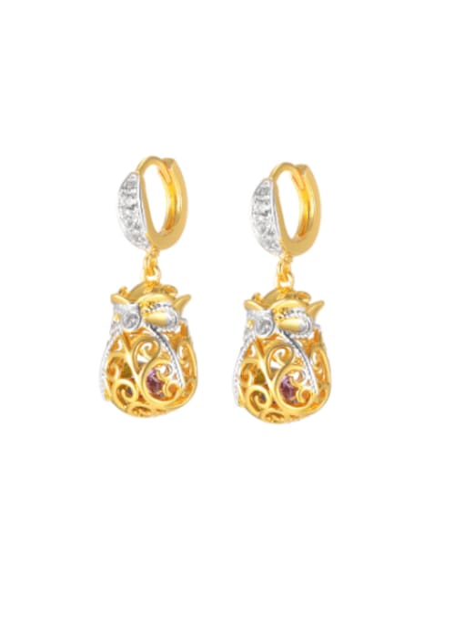 24K Gold Plated Alloy Cubic Zirconia Bowknot Minimalist Huggie Earring