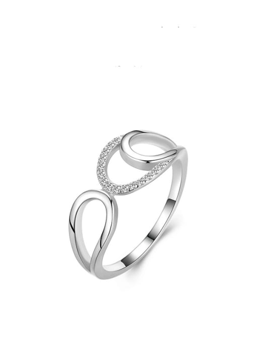 MODN 925 Sterling Silver Cubic Zirconia Geometric Dainty Stackable Ring 2